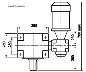 Габаритные и присоединительные размеры мотор-редукторов МЧ2-160