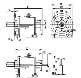 Габаритные и присоединительные размеры мотор-редуктора MTC A
